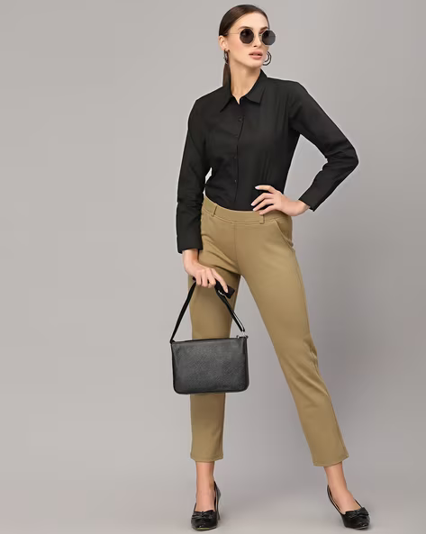 Black Shirt with Spread Collar