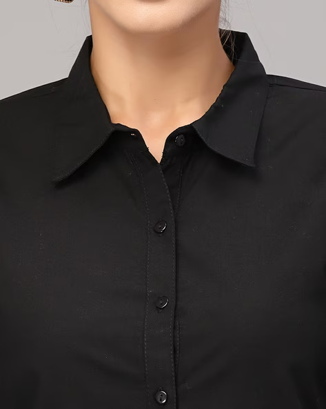 Black Shirt with Spread Collar