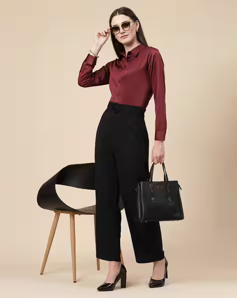 Women Regular Fit Spread Collar Shirt