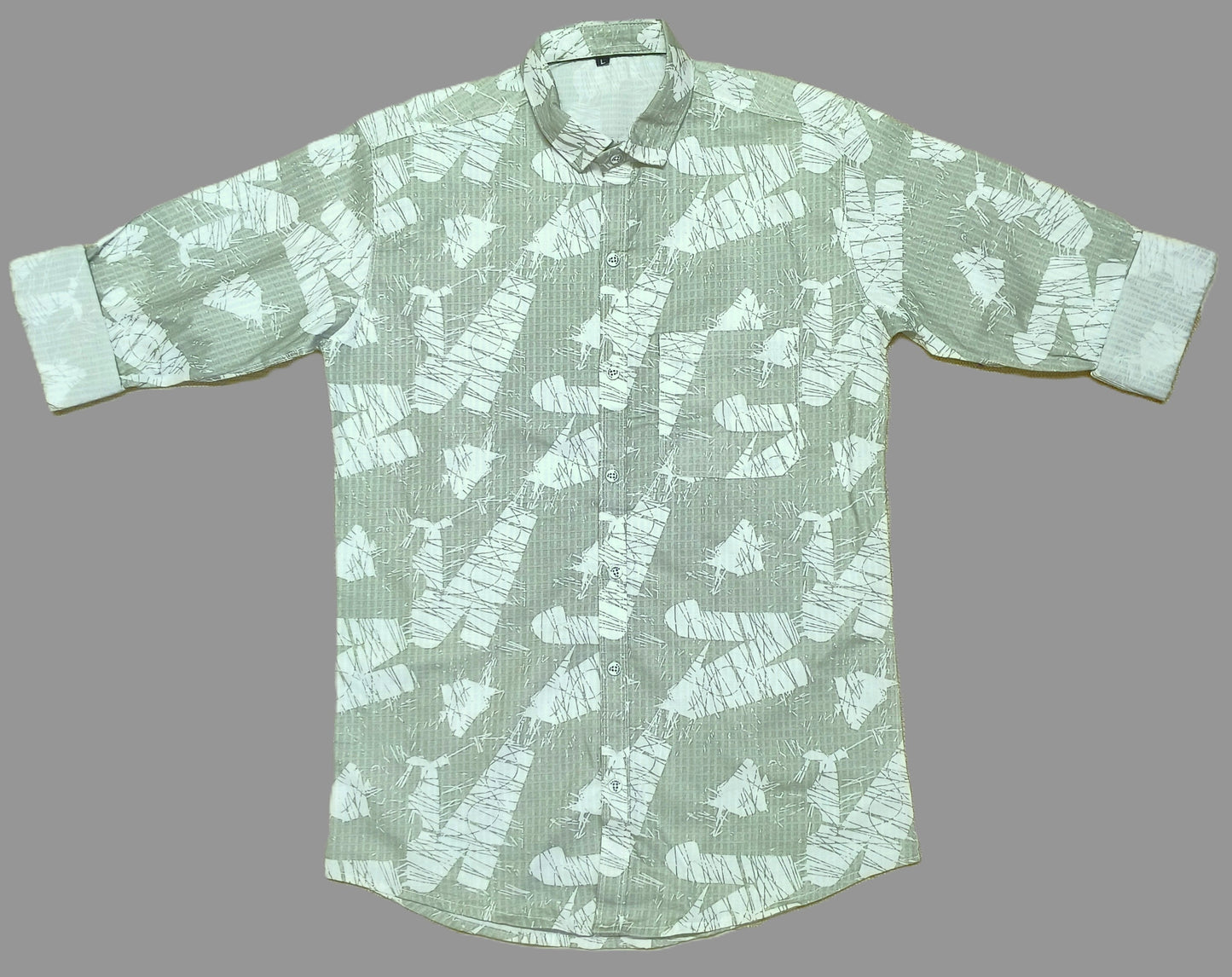 Men’s Mint Green Abstract Printed Cotton Casual Shirt – Full Sleeve