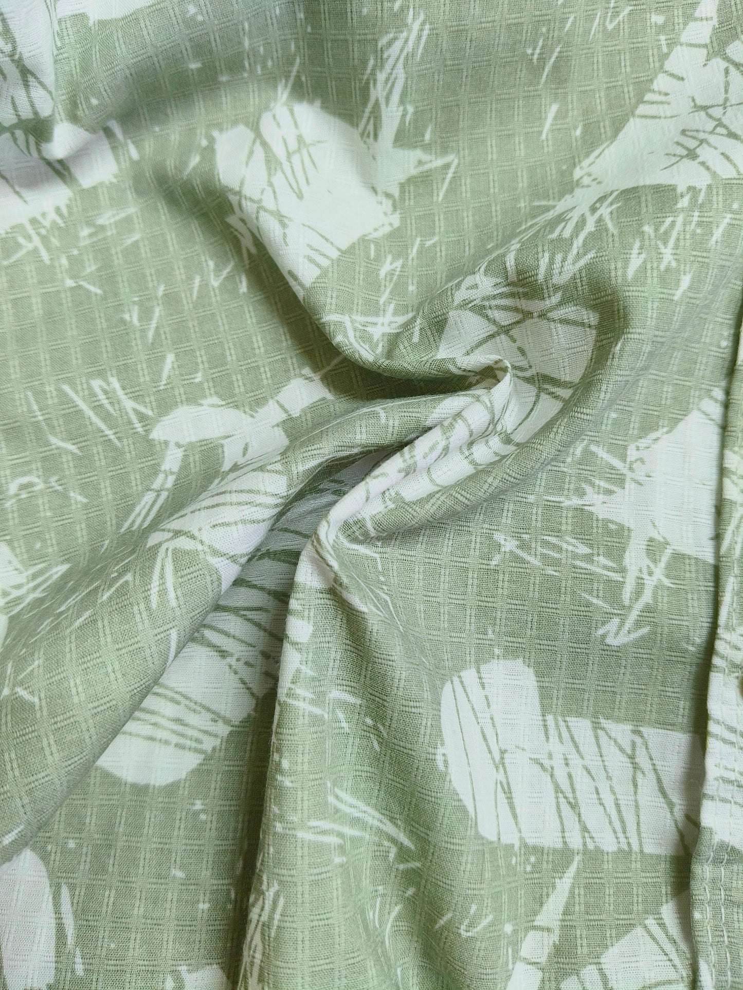 Men’s Mint Green Abstract Printed Cotton Casual Shirt – Full Sleeve