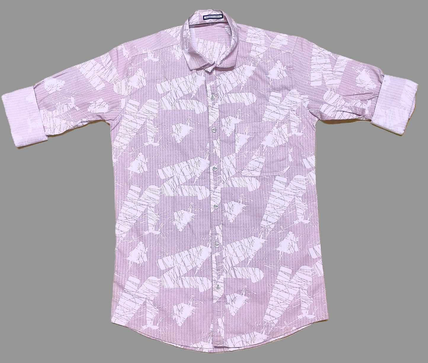 Men's Pink Abstract Printed Cotton Shirt – Casual Long Sleeve