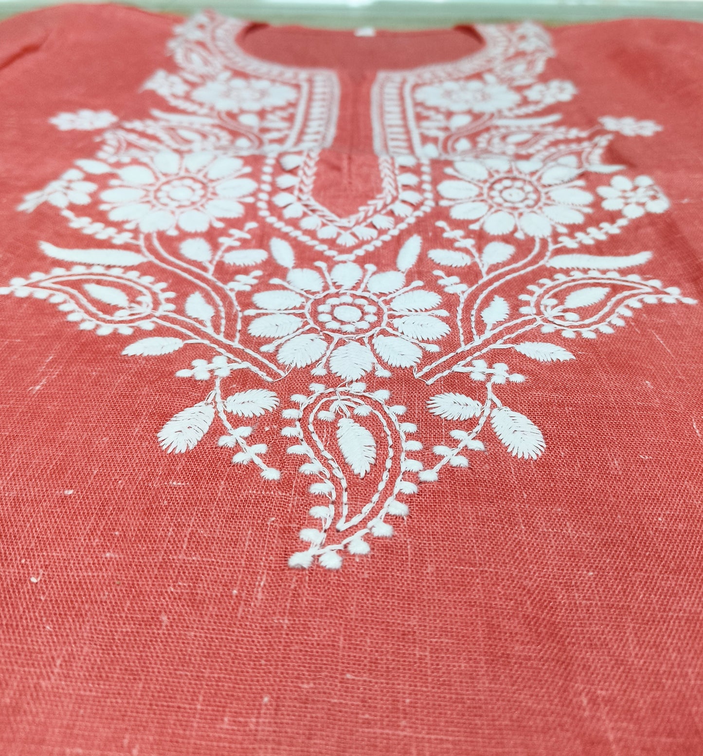 Pink Cotton Chikankari Style Embroidered Kurti for Women | Floral Design | Daily & Ethnic Wear