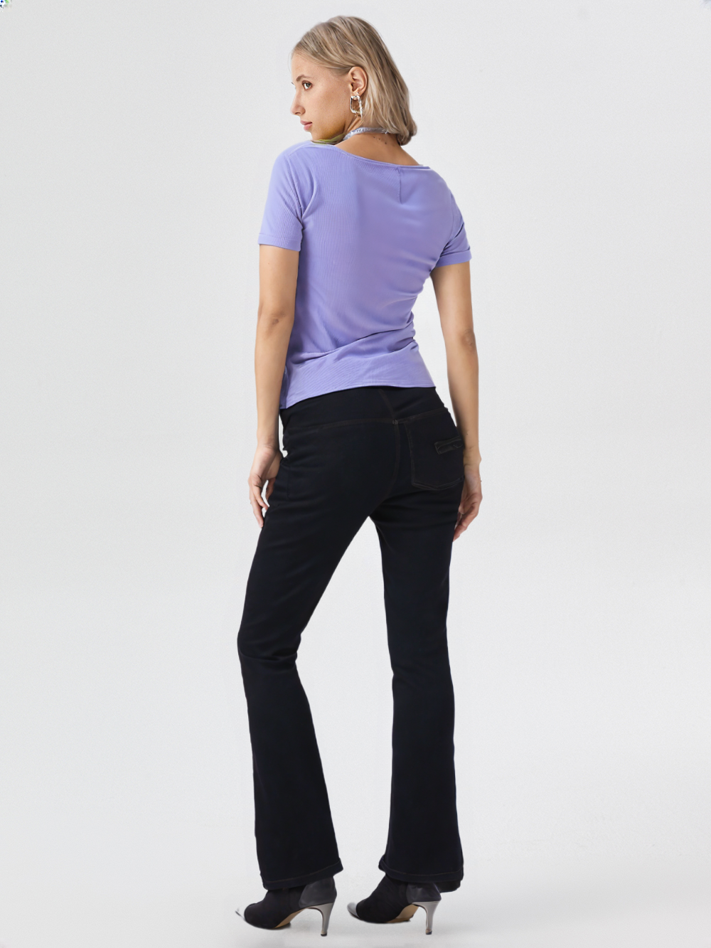 Lilac Ribbed Knit Top with Asymmetric Neck for Women’s – Soft Stretch Fitted Casual Wear