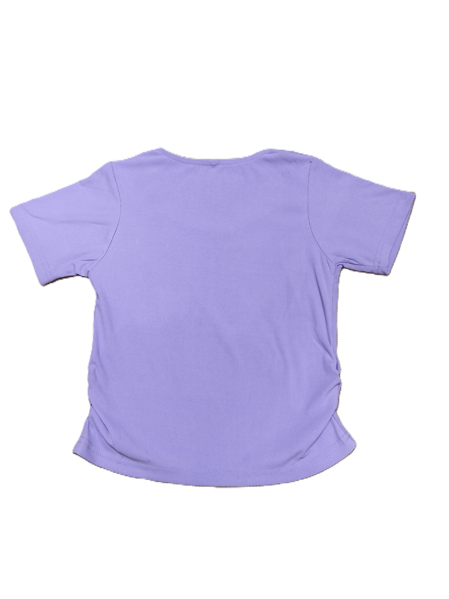 Lilac Ribbed Knit Top with Asymmetric Neck for Women’s – Soft Stretch Fitted Casual Wear