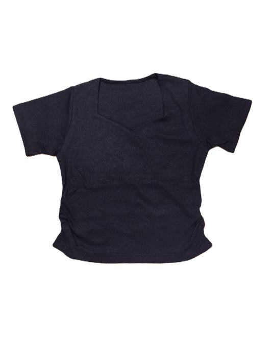 Black Sweetheart Neck Ribbed Knit Top for Women's