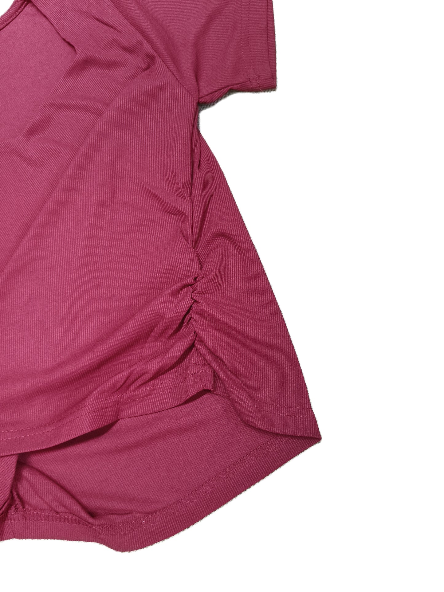 Maroon Solid Ribbed Knit Top with Stylish Square Neck for Women's