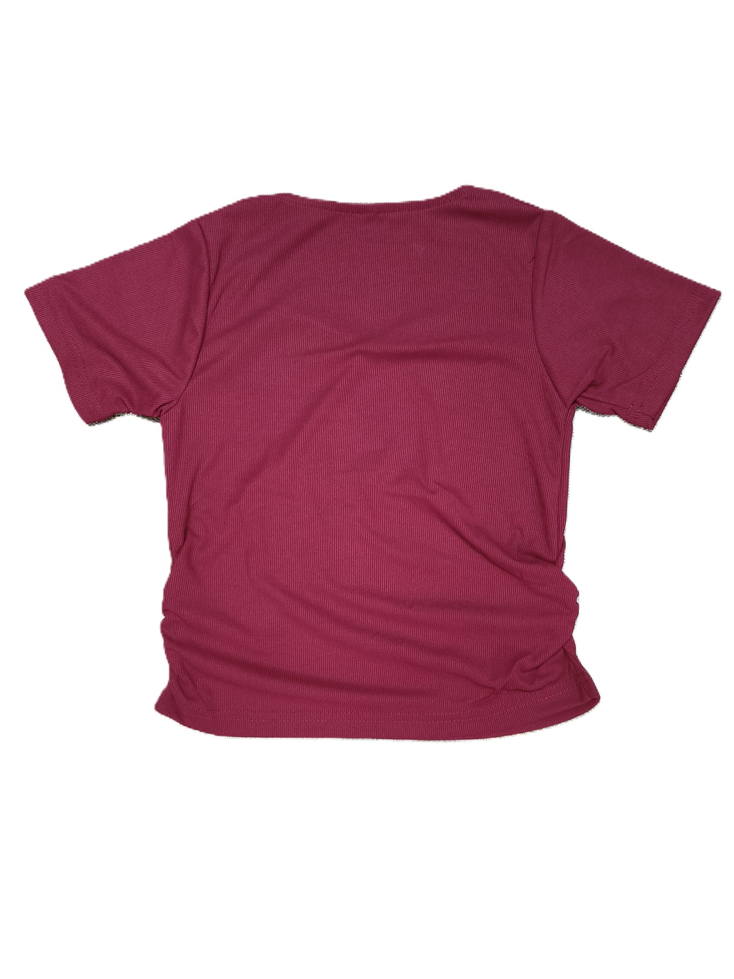 Maroon Solid Ribbed Knit Top with Stylish Square Neck for Women's