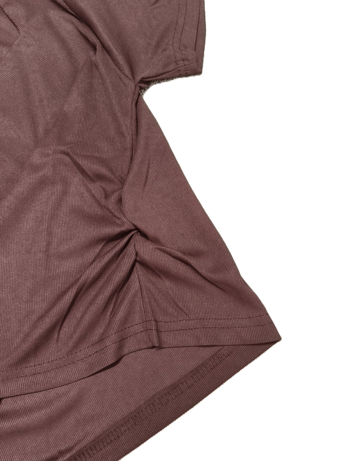 Brown Ribbed Knit Top – Stylish Sweetheart Neck Ruched Tee for Women's