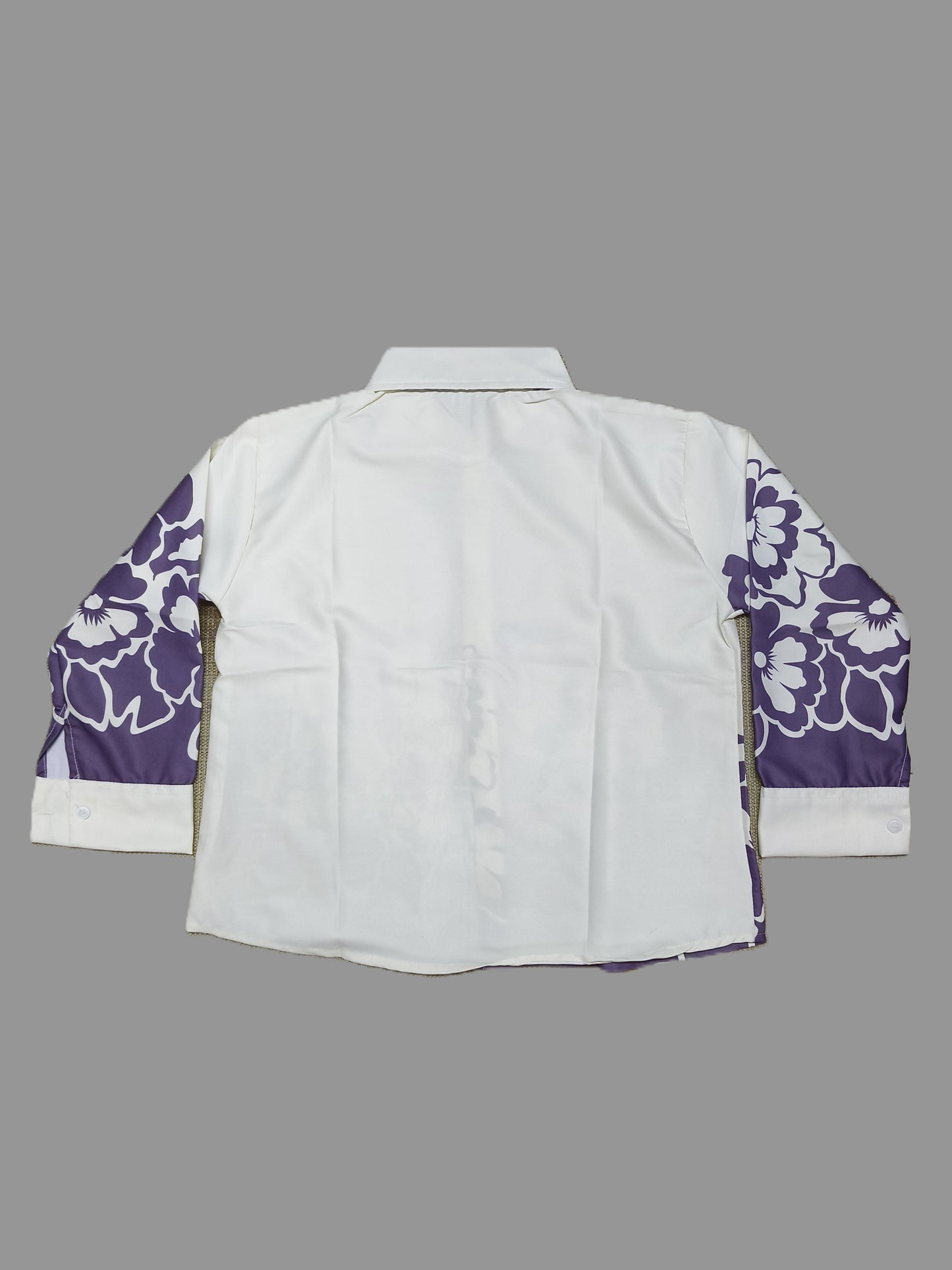 White & Purple Floral Short Shirt for Women’s | Stylish Cropped Button-Down