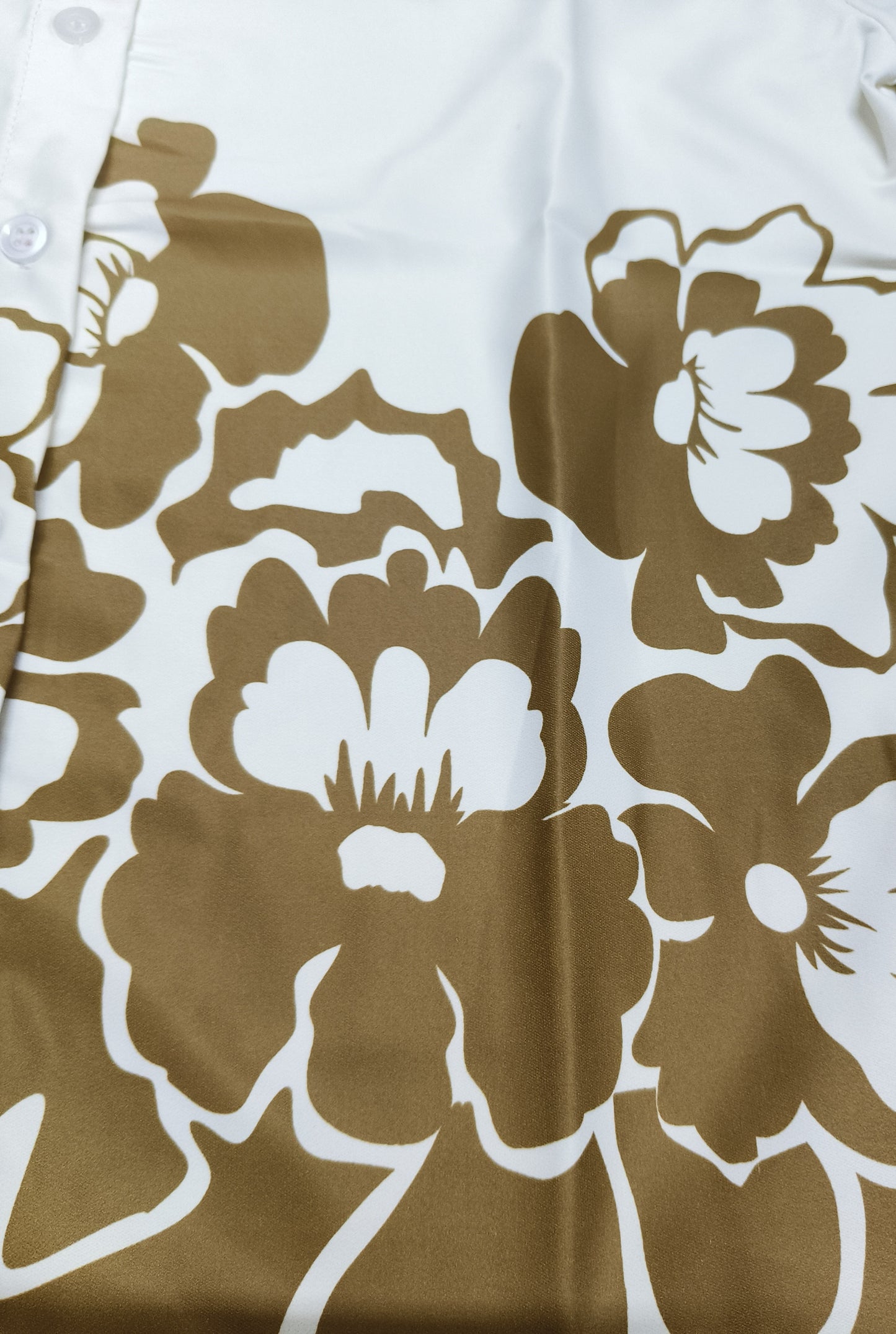 Olive Floral Printed Short Shirt for Women's – Casual Button-Down with Full Sleeves