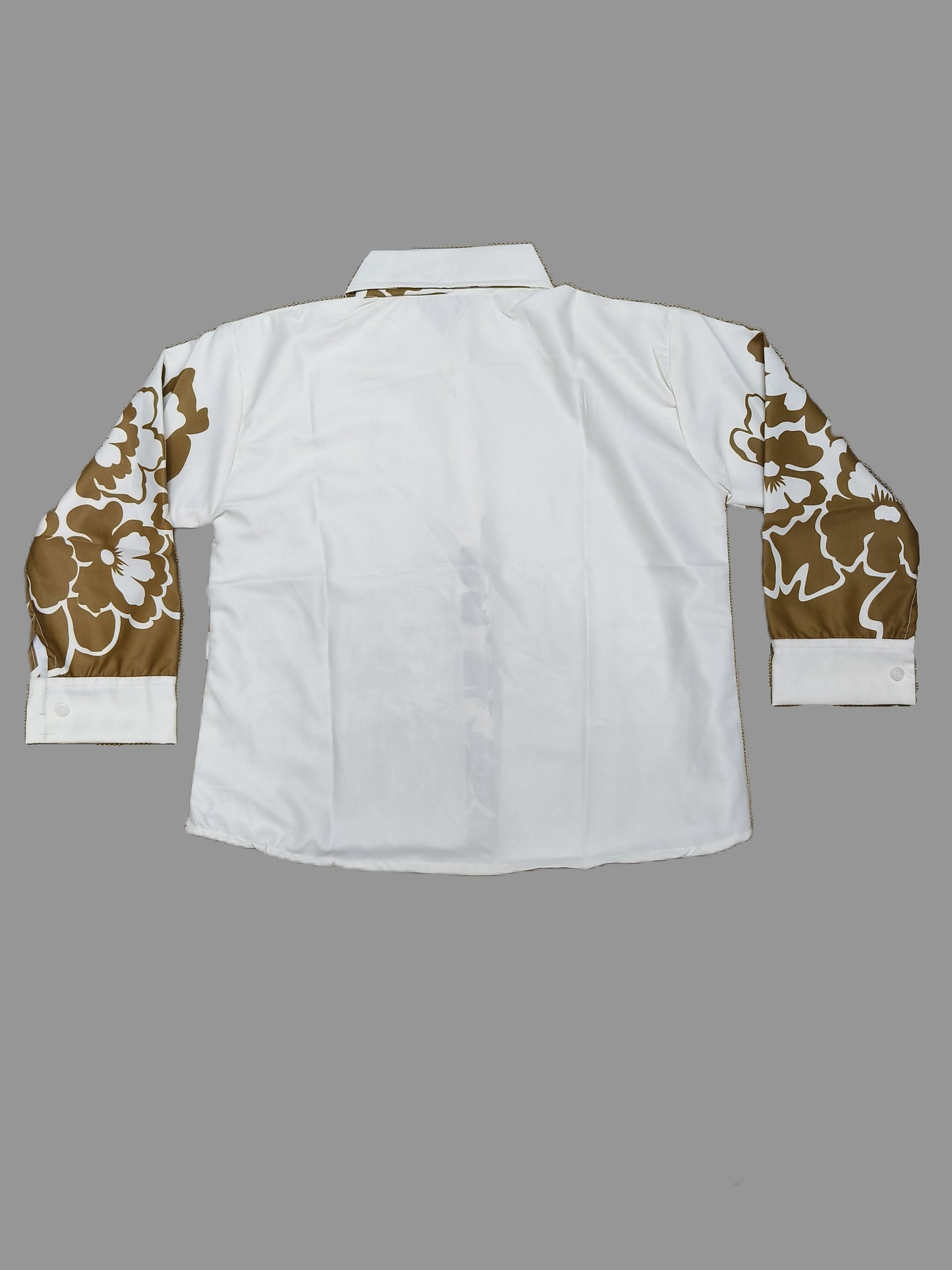 Olive Floral Printed Short Shirt for Women's – Casual Button-Down with Full Sleeves