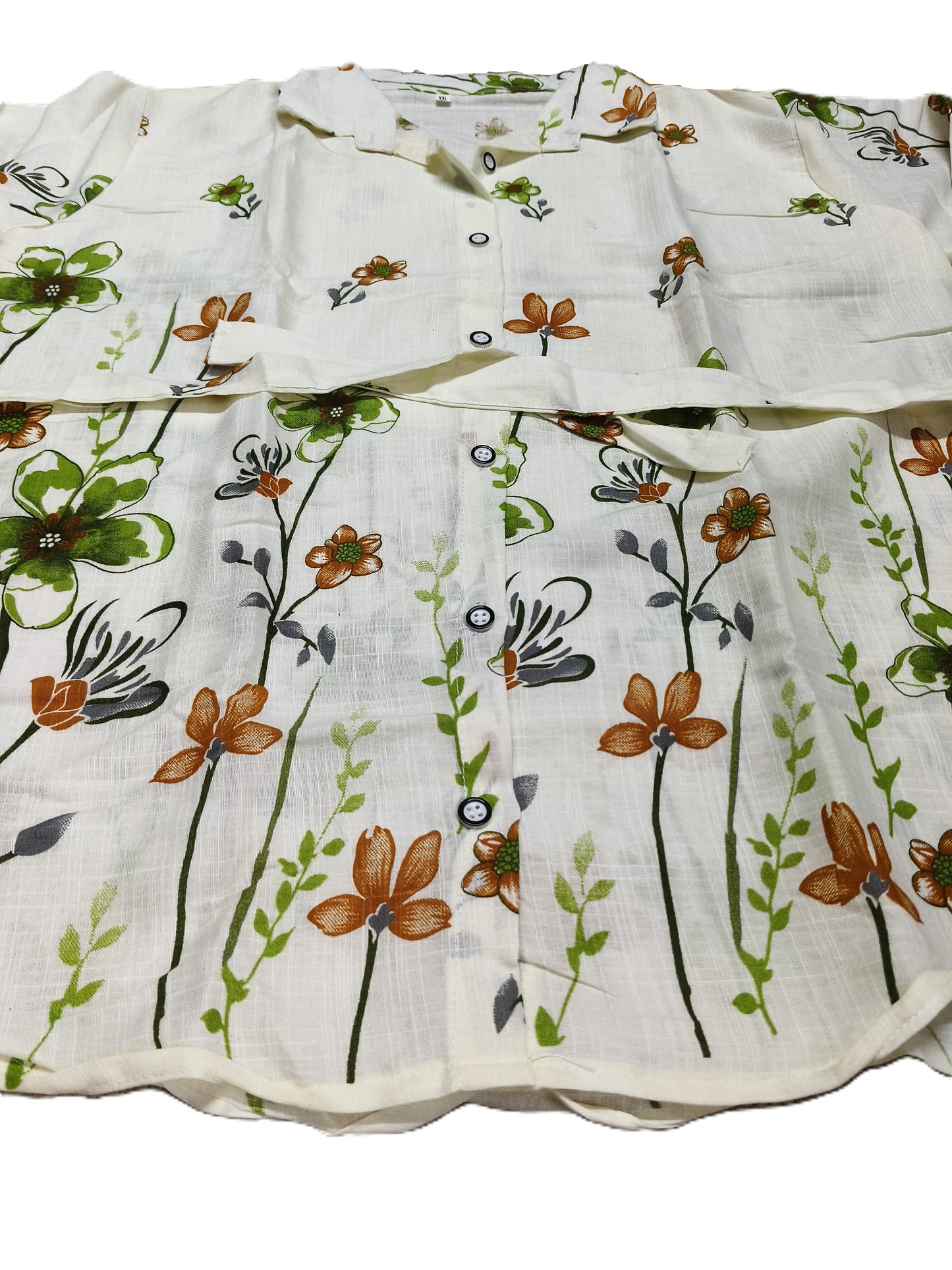 White Floral Printed Cotton Co-ord Set for Women | Casual Loungewear Set