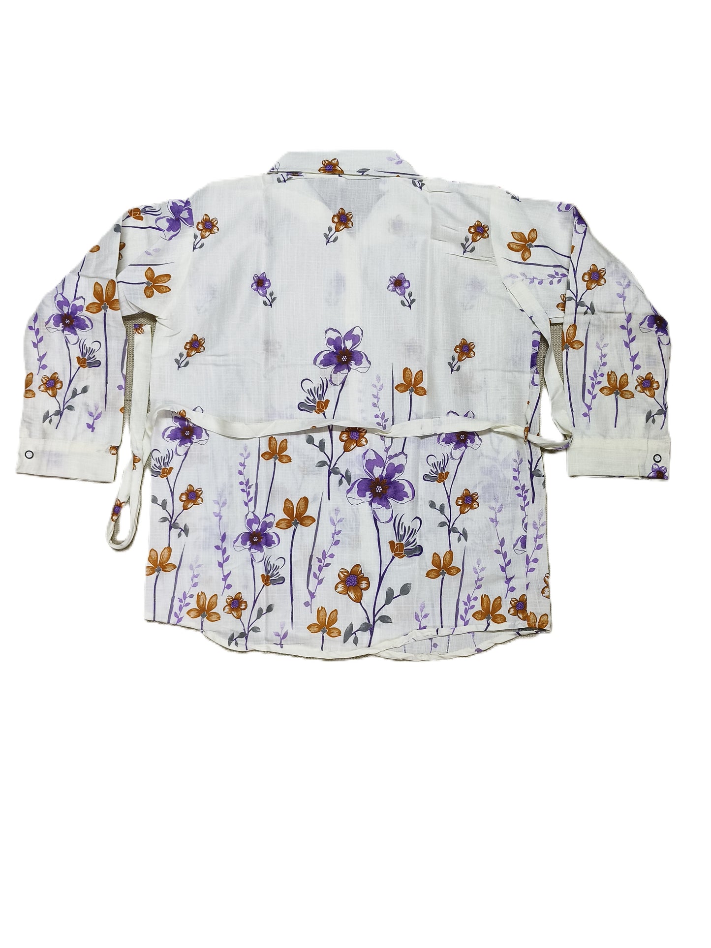White Floral Printed Co-Ord Set for Women – Cotton Casual Shirt & Pant Combo