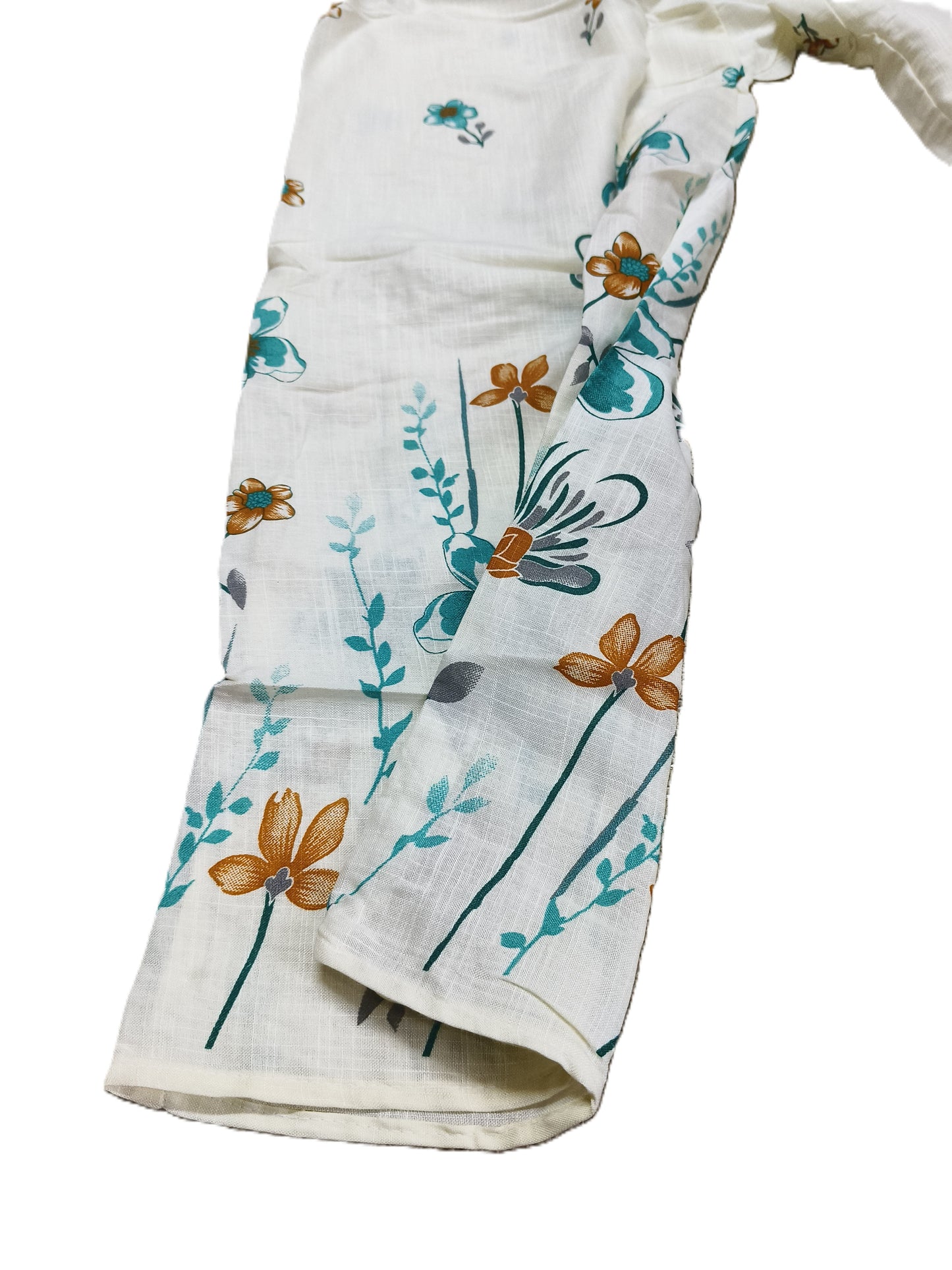 White & Teal Floral Cotton Co-ord Set | Casual Summer Co-ord with Belt for Women's