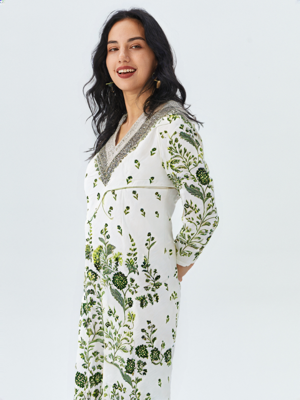 Elegant Green Floral Printed Cotton Co-ord Set for Women – Stylish Ethnic Wear for Summer