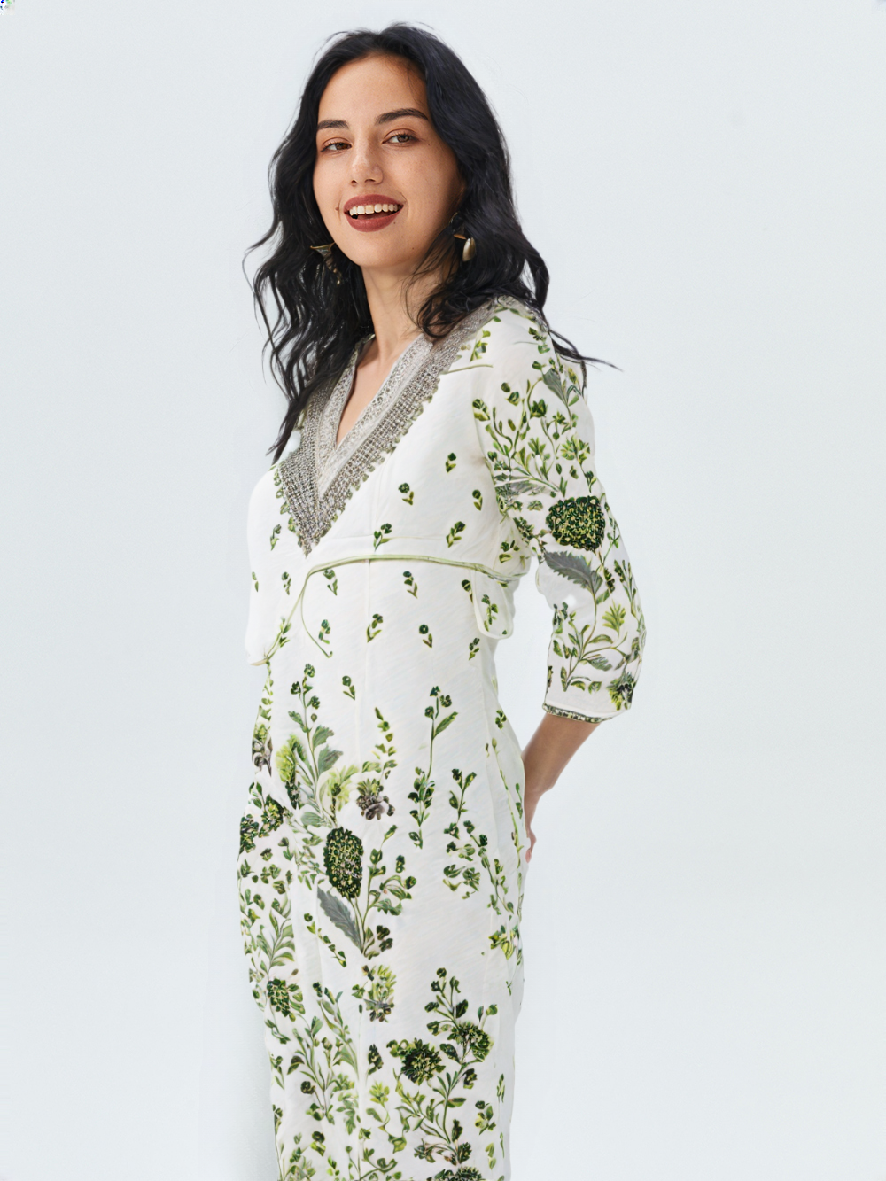 Elegant Green Floral Printed Cotton Co-ord Set for Women – Stylish Ethnic Wear for Summer