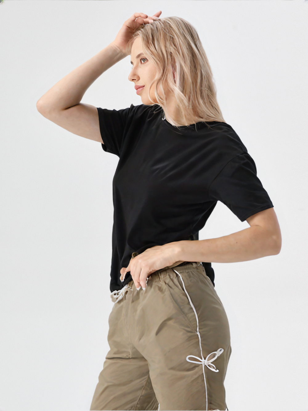 Stylish Olive green Bow String Track Pants – Relaxed Fit | Streetwear Casual for Women’s