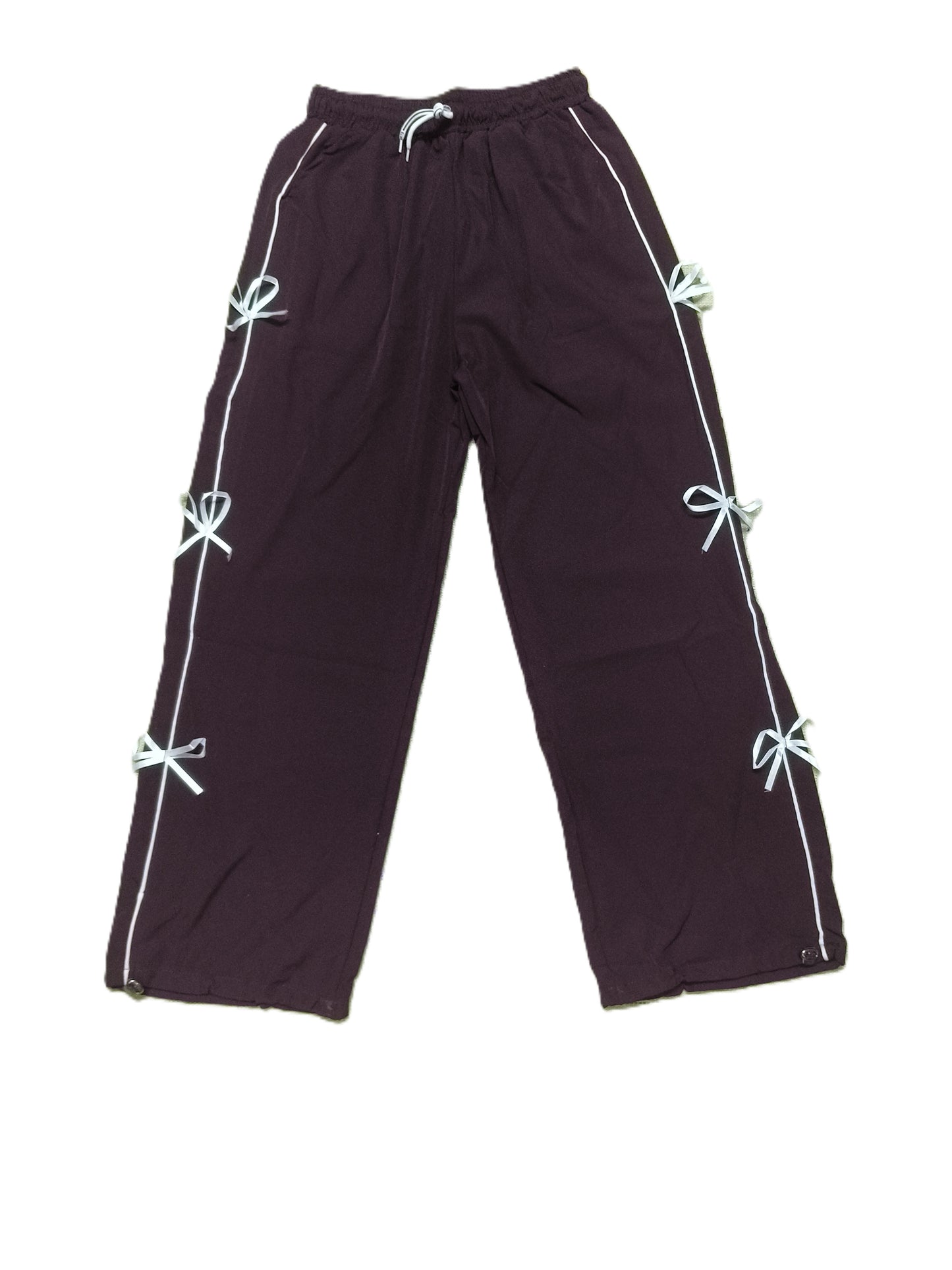 Stylish Purple Bow String Track Pants – Relaxed Fit | Streetwear Casual for Women’s