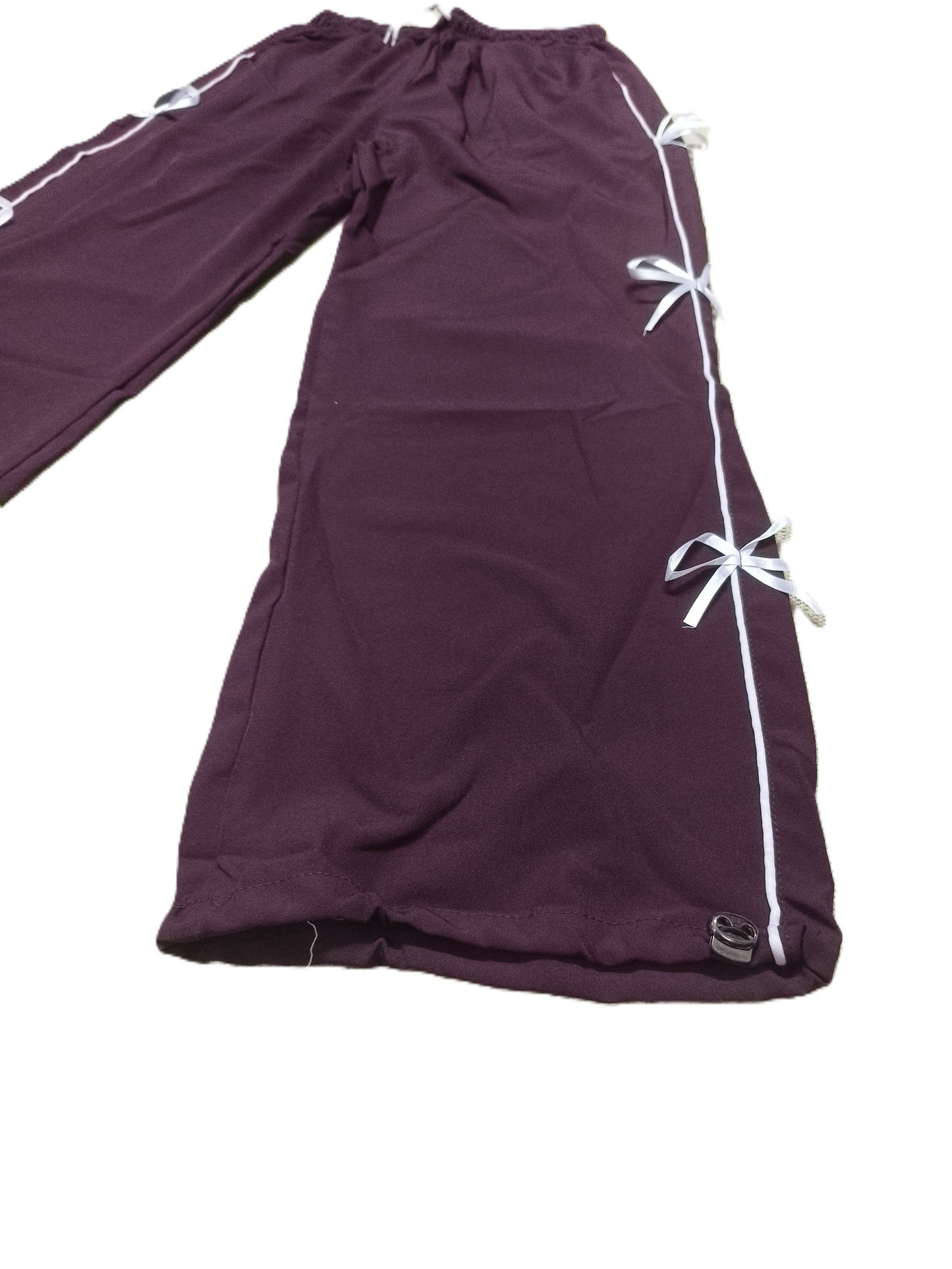 Stylish Purple Bow String Track Pants – Relaxed Fit | Streetwear Casual for Women’s