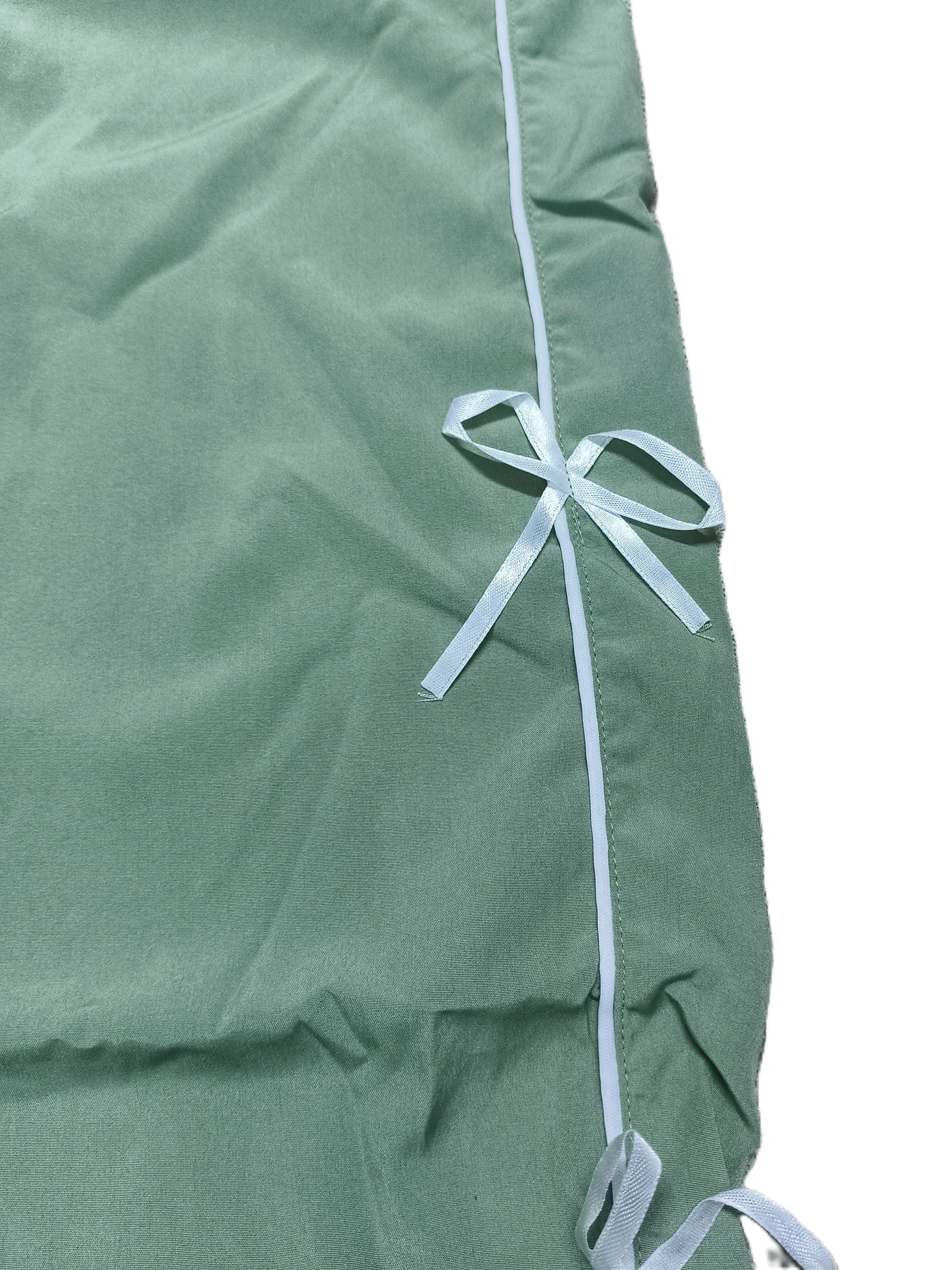 Stylish Light Green Bow String Track Pants – Relaxed Fit | Streetwear Casual for Women's