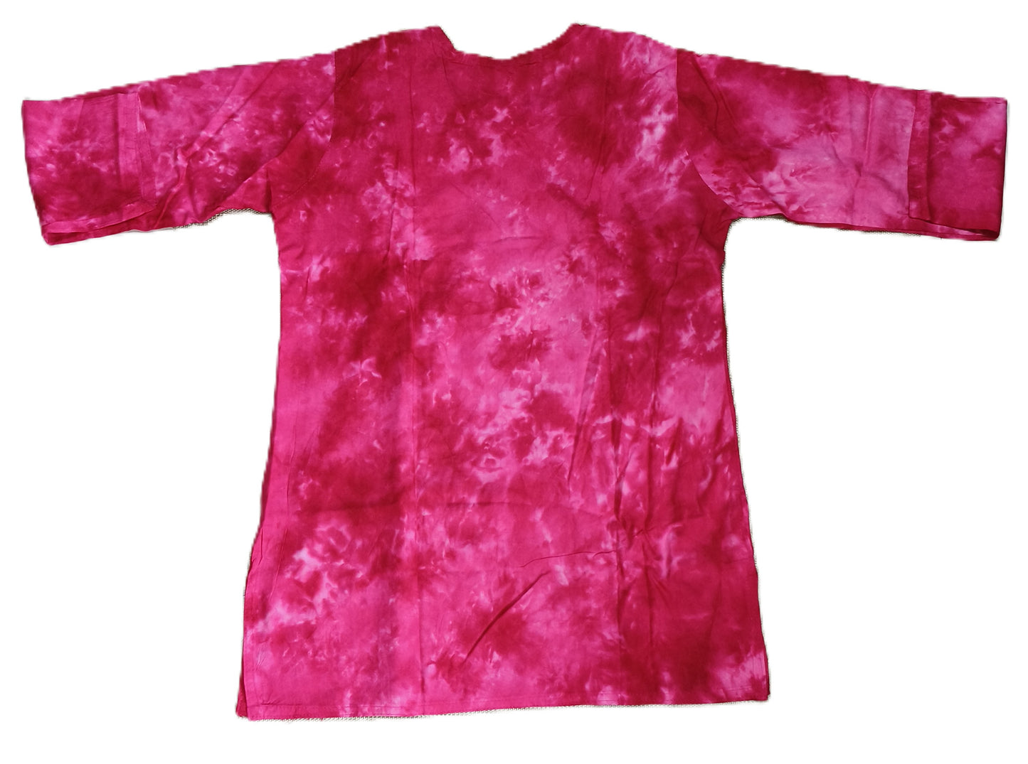 Women’s Pink Tie-Dye Cotton Kurti with White Chikankari Embroidery – Casual & Festive Wear