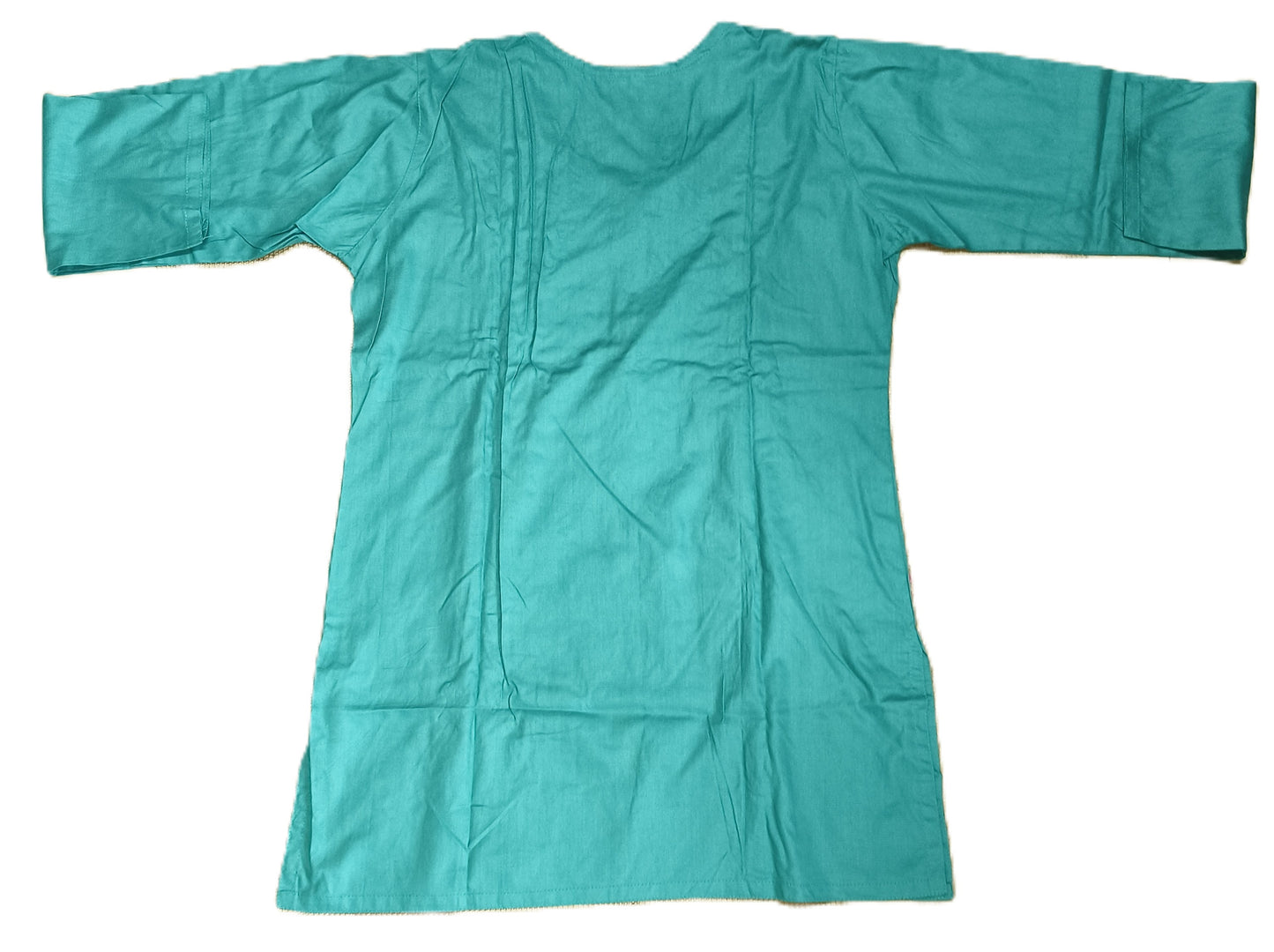 Women’s Teal Green Cotton Kurti with White Embroidery – Casual & Festive Wear
