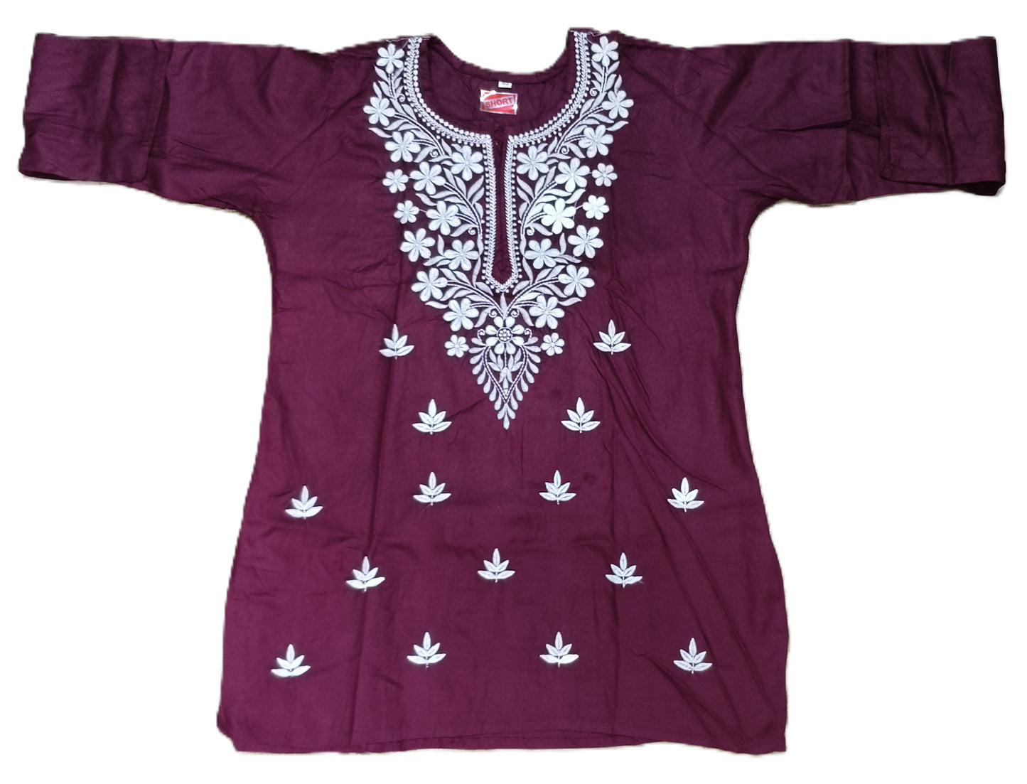 Women's Purple Cotton Embroidered Kurti – Elegant Ethnic Tunic for Casual & Festive Wear