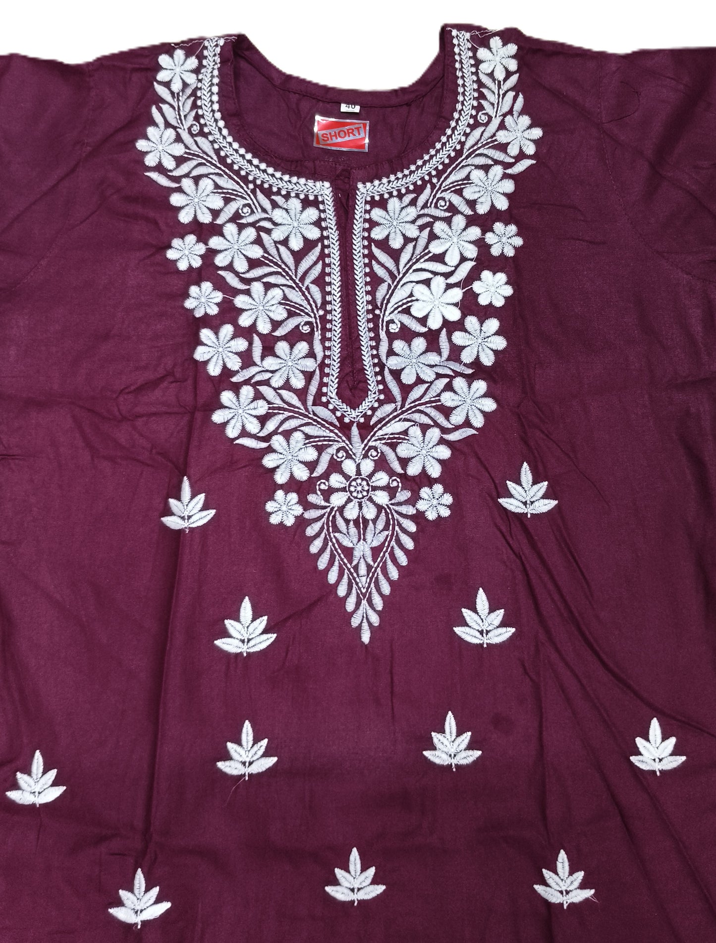 Women's Purple Cotton Embroidered Kurti – Elegant Ethnic Tunic for Casual & Festive Wear