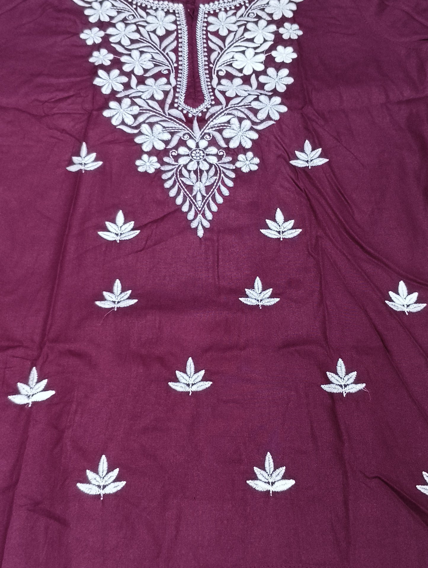 Women's Purple Cotton Embroidered Kurti – Elegant Ethnic Tunic for Casual & Festive Wear