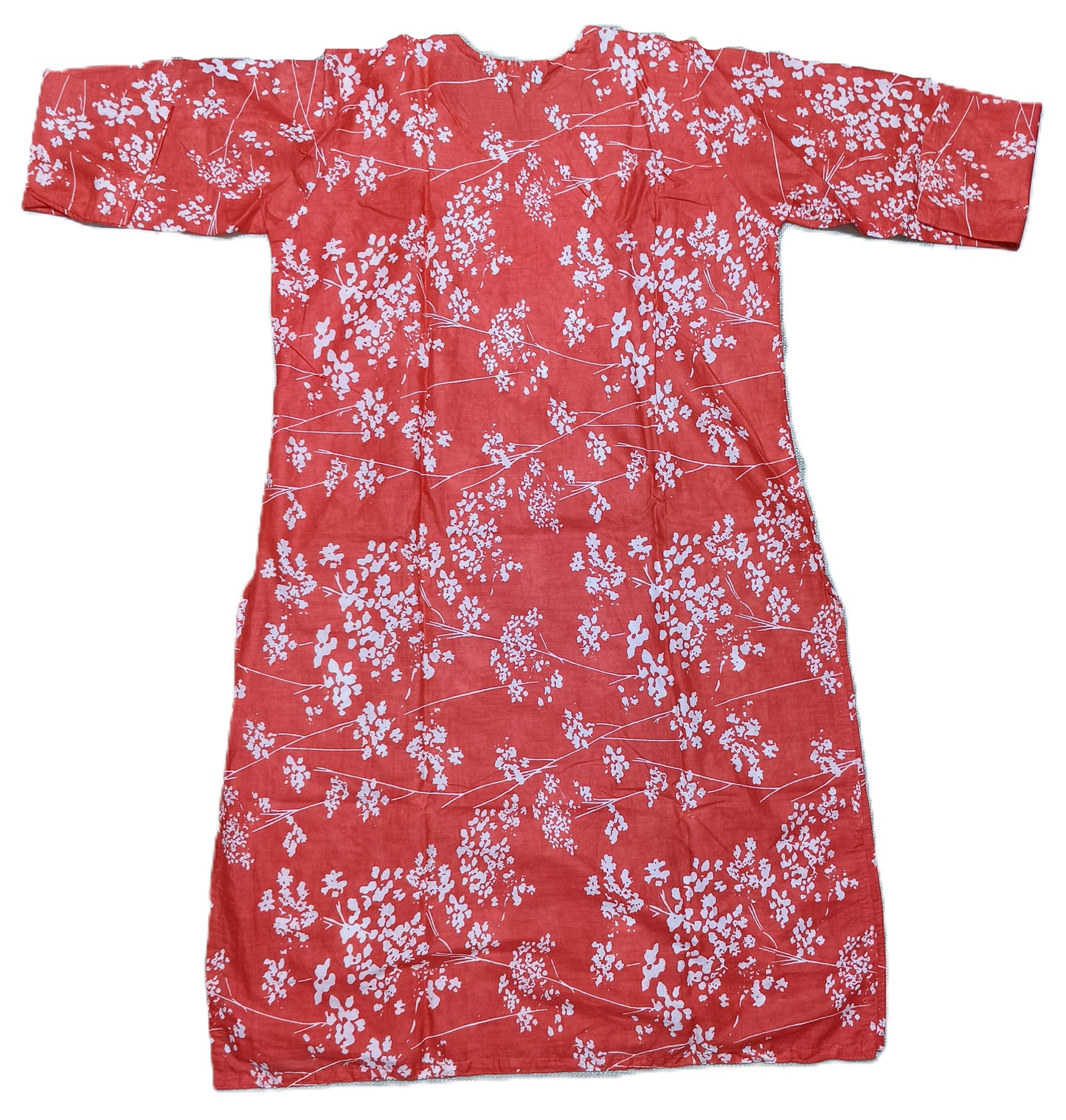 Women's Red Floral Printed Cotton Kurti – Elegant Everyday Wear