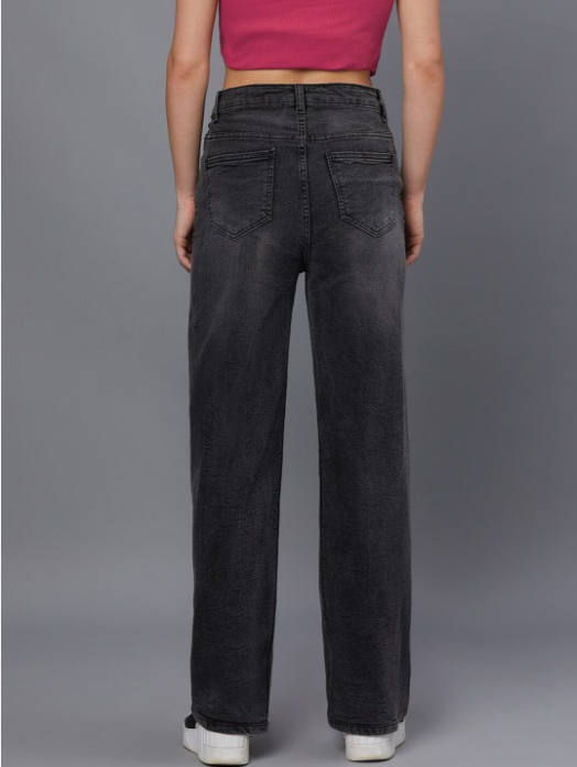 Women's High-Waisted Black Wide-Leg Jeans – Relaxed Fit Denim