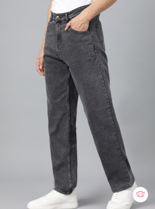 Men’s Charcoal Grey Straight Fit Jeans – Comfortable Mid-Rise Casual Denim
