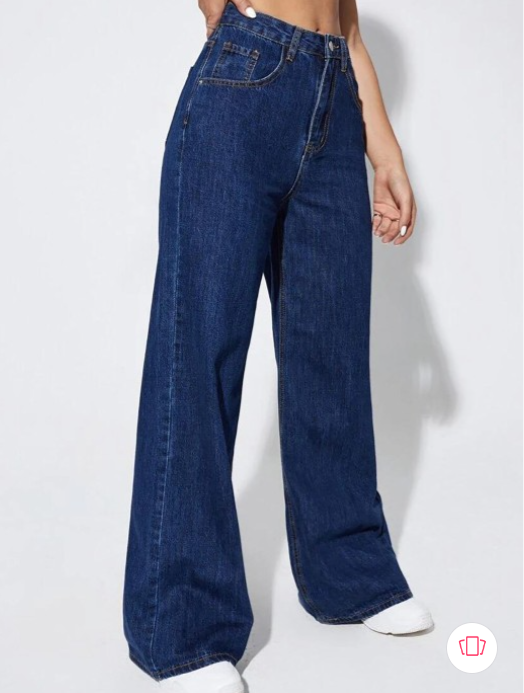 Women’s Dark Blue High-Waisted Wide-Leg Jeans – Classic Flared Denim Pants