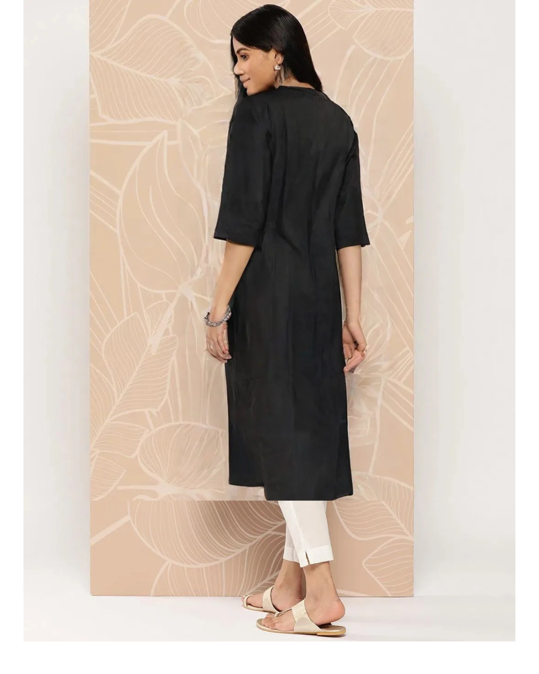 Black Cotton Chikankari Embroidered Kurti for Women – Elegant Floral Design | Daily & Festive Wear