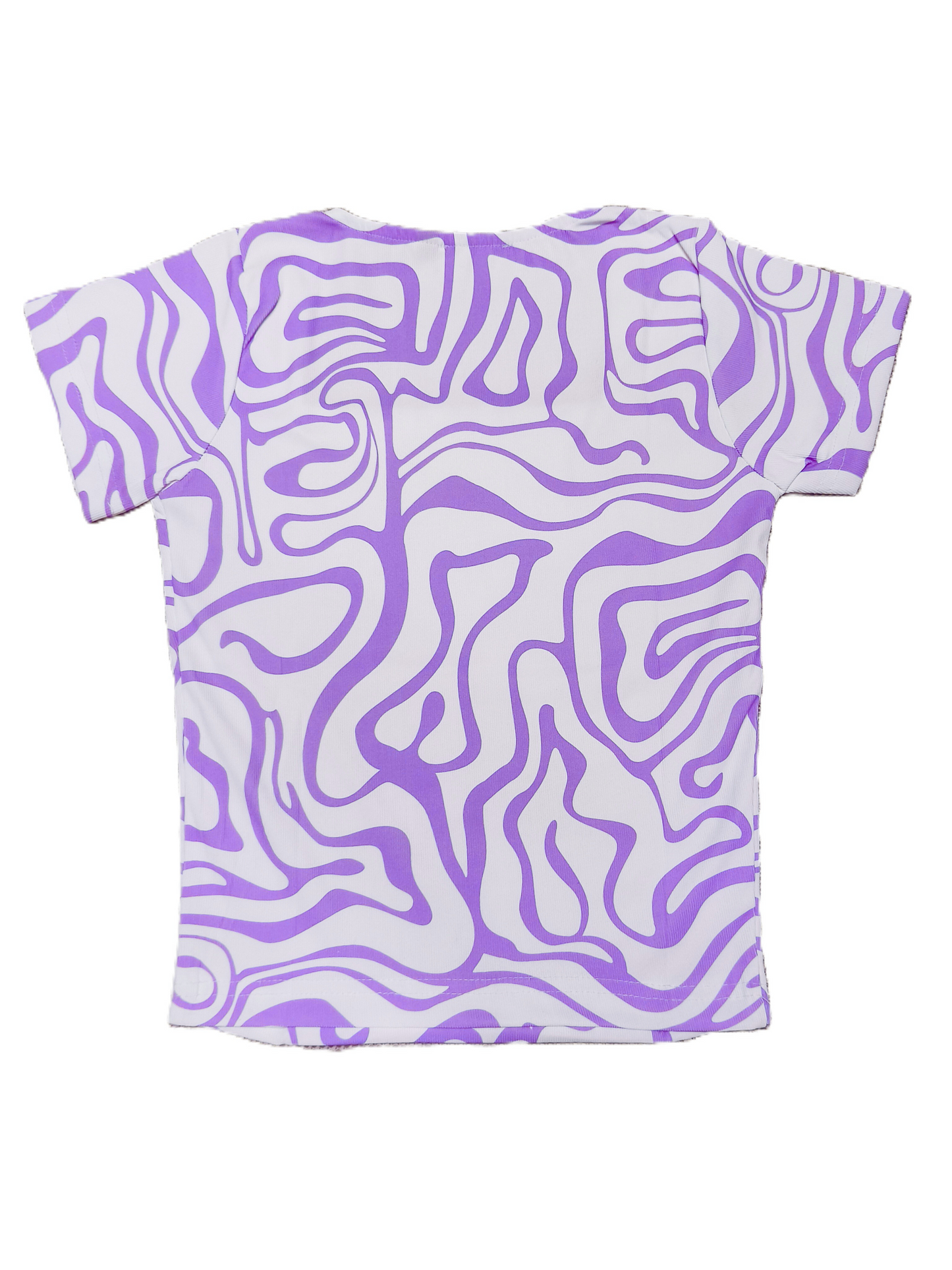 Lavender Abstract Print Square Neck Top for Women’s – Stylish Short Sleeve Summer Blouse