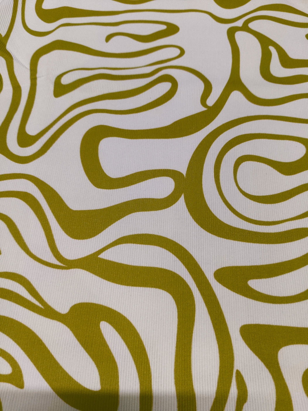 Olive Green Abstract Print Square Neck Top for Women's – Casual & Stylish