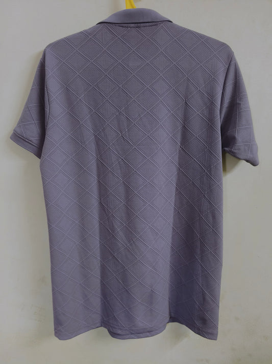 Men's Textured Mauve Polo TShirt – Diamond Pattern