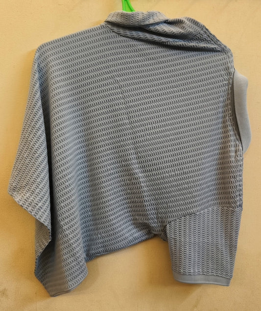 Unisex Asymmetrical High-Neck Tshirt Top in Cool Blue – Textured Contemporary Streetwear