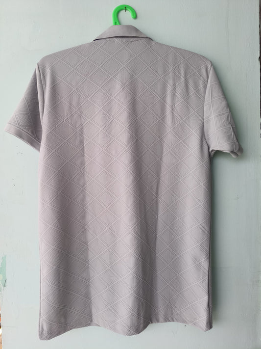 Men's Textured Polo TShirt – Light Grey