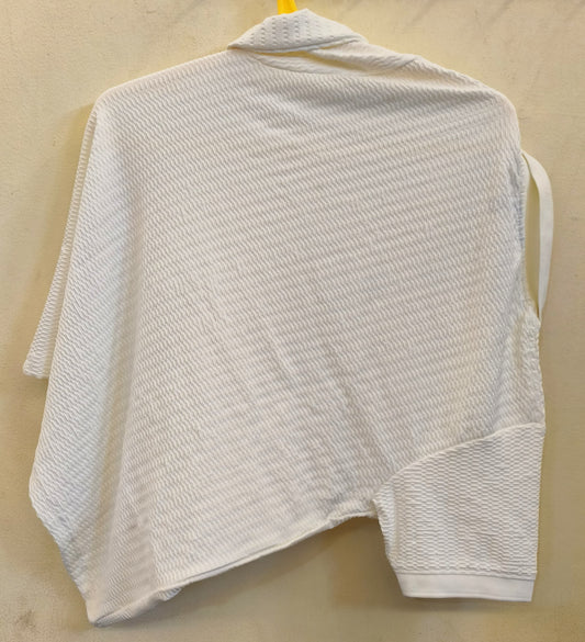 Unisex Asymmetrical High-Neck Tshirt Top in Classic White – Textured Streetwear Fashion