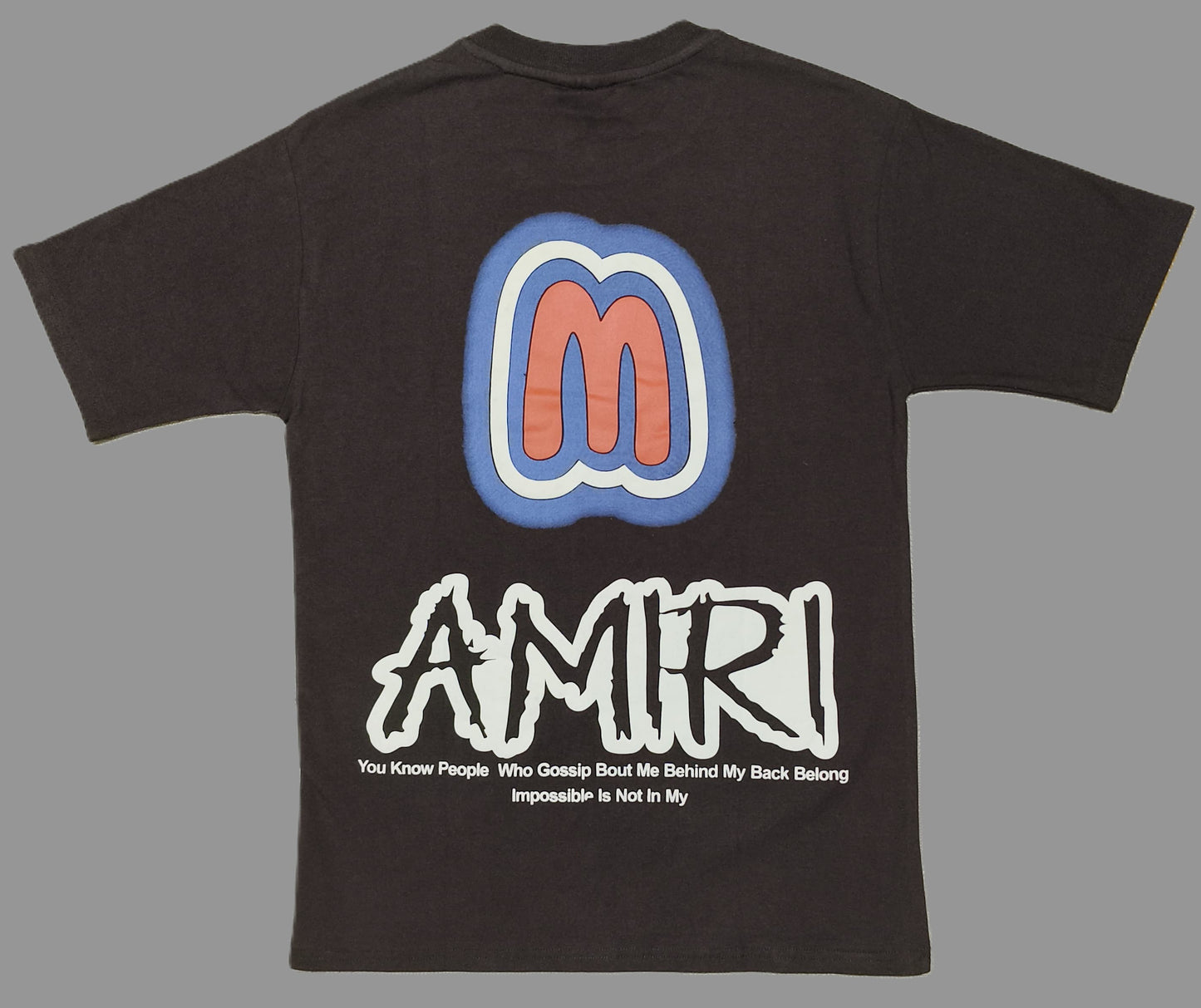 Men’s Brown Graphic T-Shirt with Retro “M” Logo – Casual Streetwear Tee