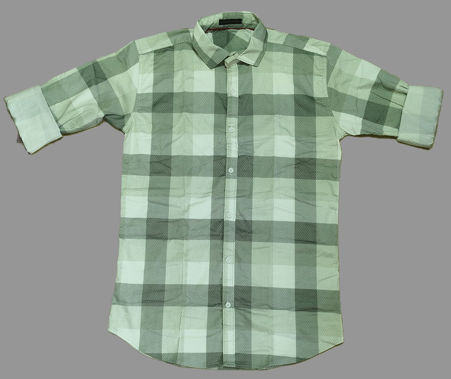 Men's Green Checkered Slim Fit Cotton Shirt – Full Sleeve Casual Wear