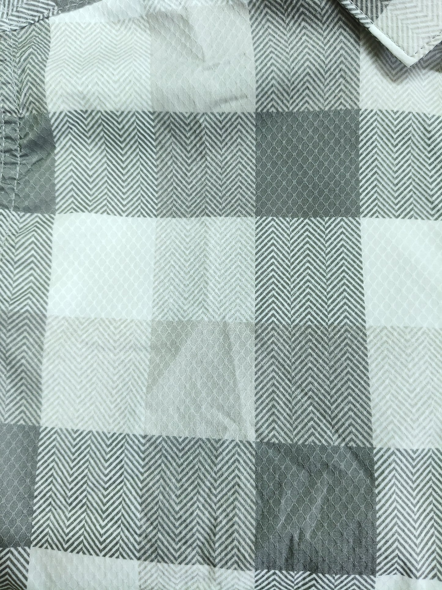 Men’s Sage Green & White Checkered Casual Shirt – Soft Cotton Blend, Full Sleeve