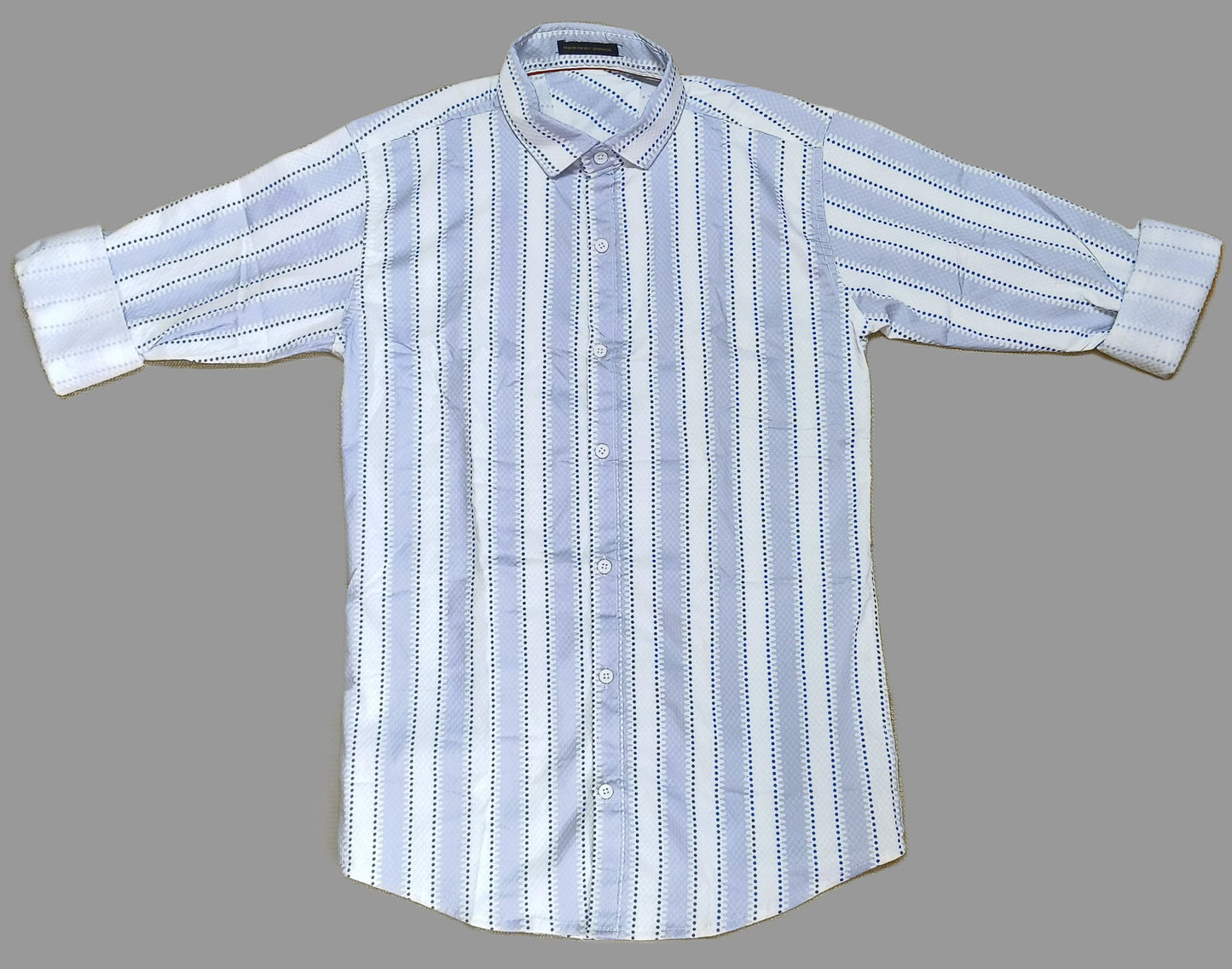 Men’s Light Blue & White Vertical Striped Casual Shirt – Pure Cotton Paper Shirt