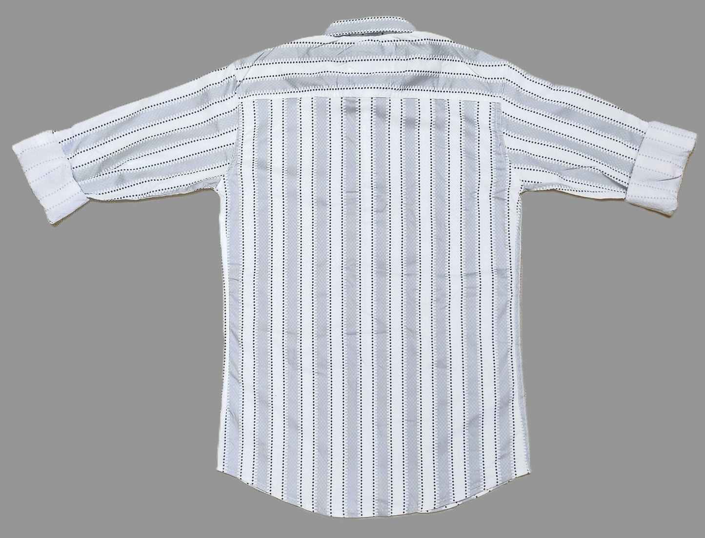 Premium White & Grey Vertical Stripe Men's Cotton Paper Shirt – Regular Fit
