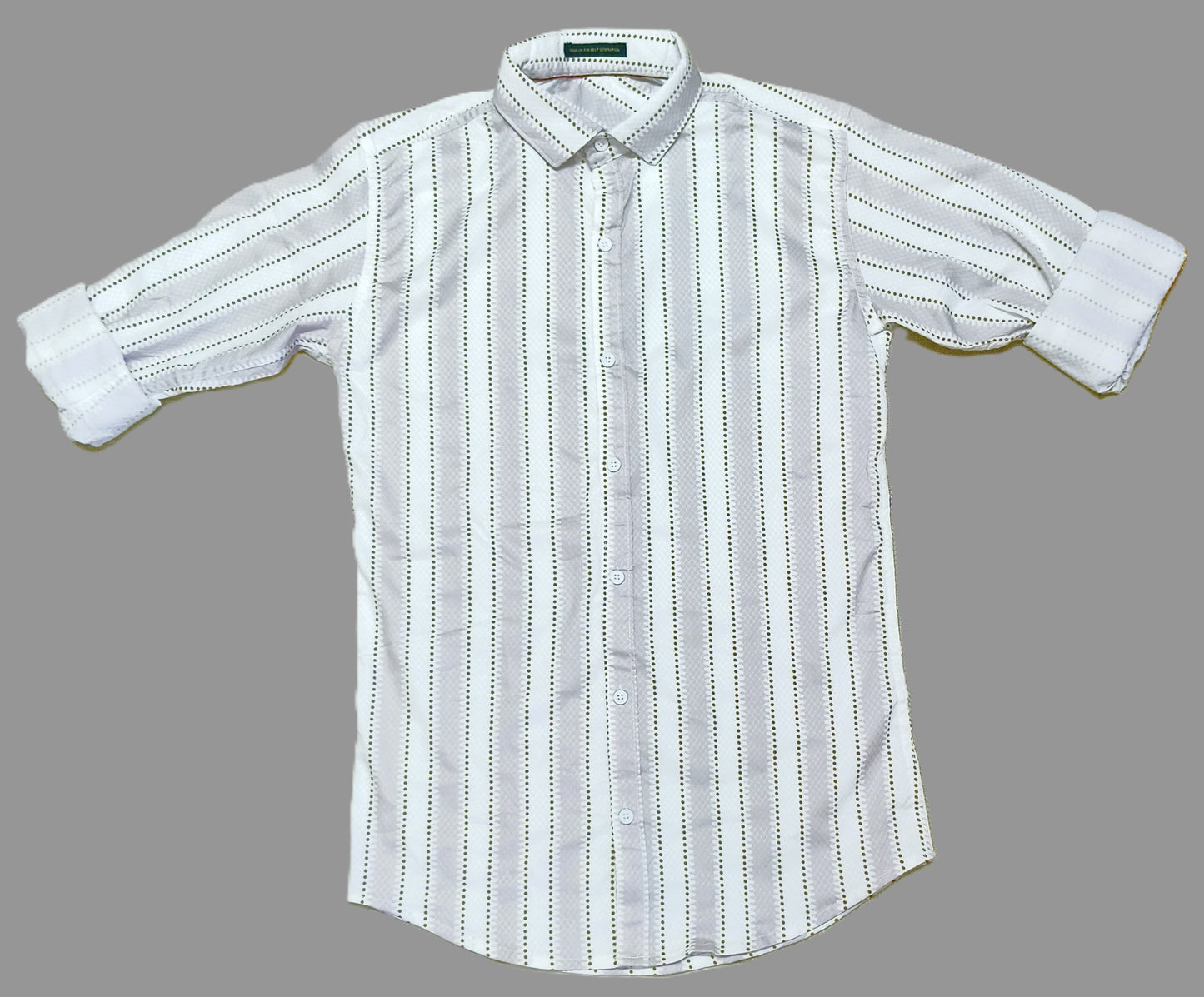 Premium White & Light Grey Vertical Striped Cotton Paper Shirt for Men – Casual & Formal Wear