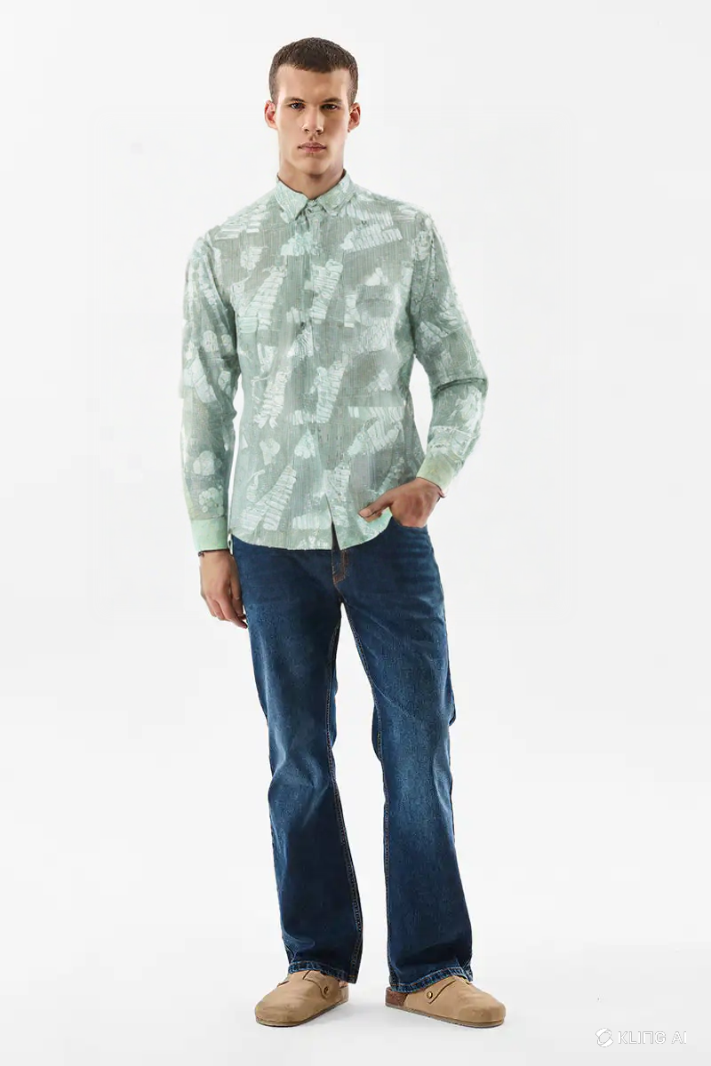Men’s Mint Green Abstract Printed Cotton Casual Shirt – Full Sleeve