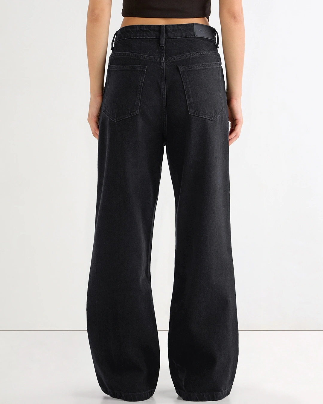 Black High-Waist Wide Leg Jeans for Womens| Baggy Fit Denim Pants