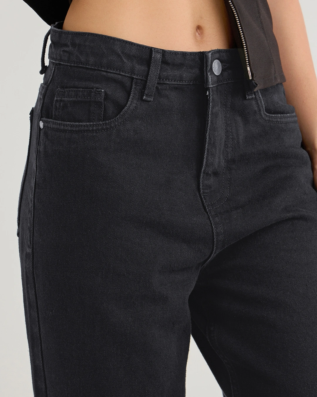 Black High-Waist Wide Leg Jeans for Womens| Baggy Fit Denim Pants